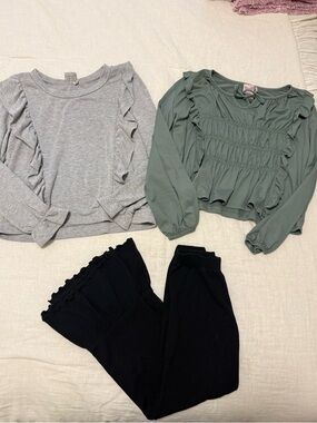 Paper Crane Girls Long Sleeve Ruffle Tops + Bottoms- Mix & Match Bundle